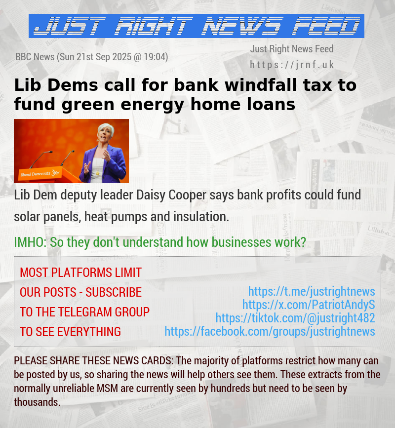 Lib Dems call for bank windfall tax to fund green energy home loans