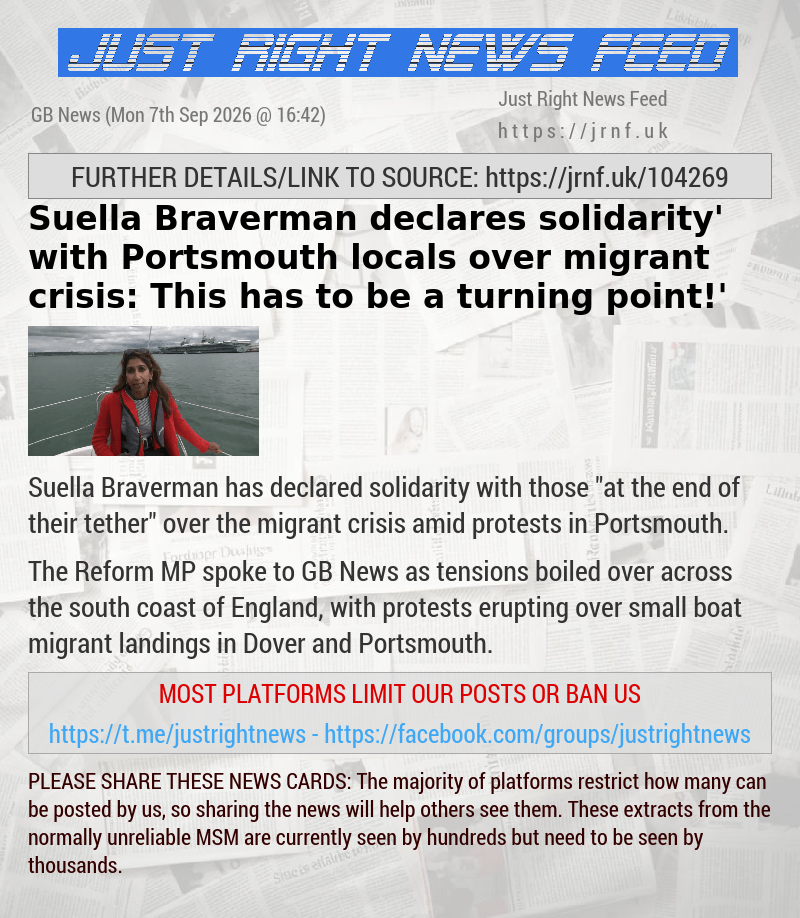 Suella Braverman declares ‘solidarity’ with Portsmouth locals over migrant crisis: ‘This has to be a turning point!’