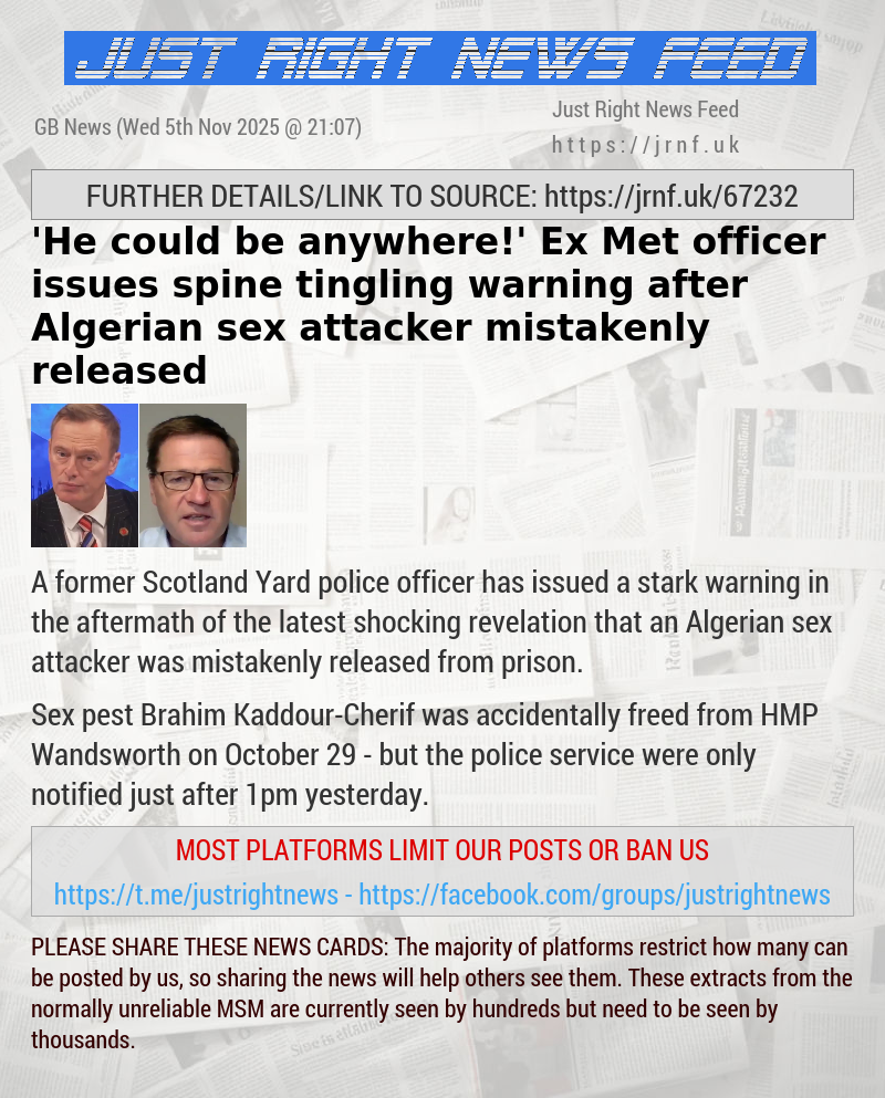 ’He could be anywhere!’ Ex—Met officer issues spine—tingling warning after Algerian sex attacker mistakenly released