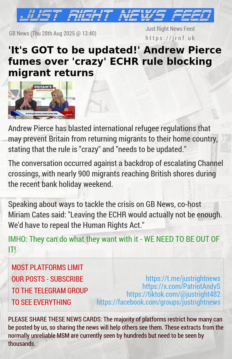 ’It’s GOT to be updated!’ Andrew Pierce fumes over ‘crazy’ ECHR rule blocking migrant returns