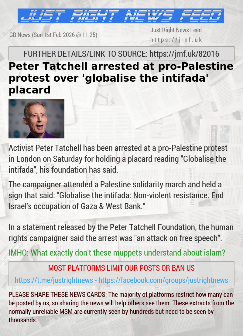 Peter Tatchell arrested at pro—Palestine protest over ’globalise the intifada’ placard