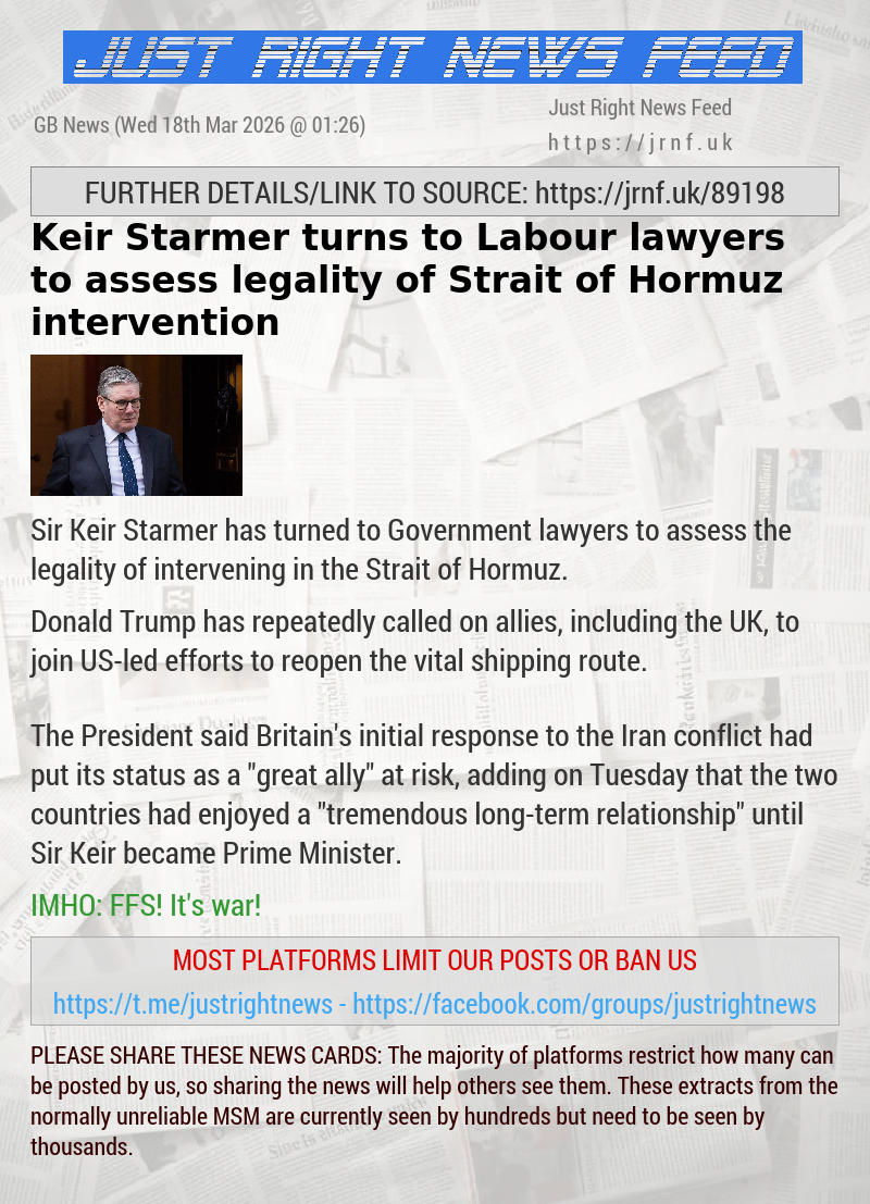 Keir Starmer turns to Labour lawyers to assess legality of Strait of Hormuz intervention
