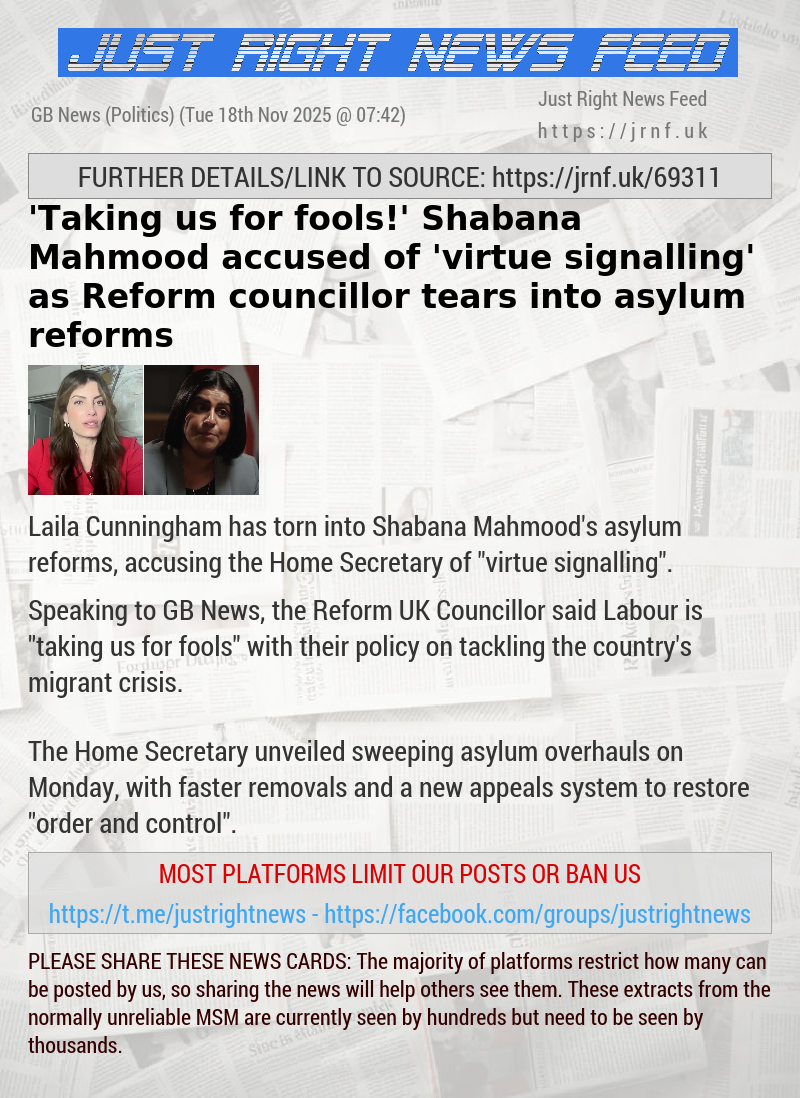 ’Taking us for fools!’ Shabana Mahmood accused of ’virtue signalling’ as Reform councillor tears into asylum reforms