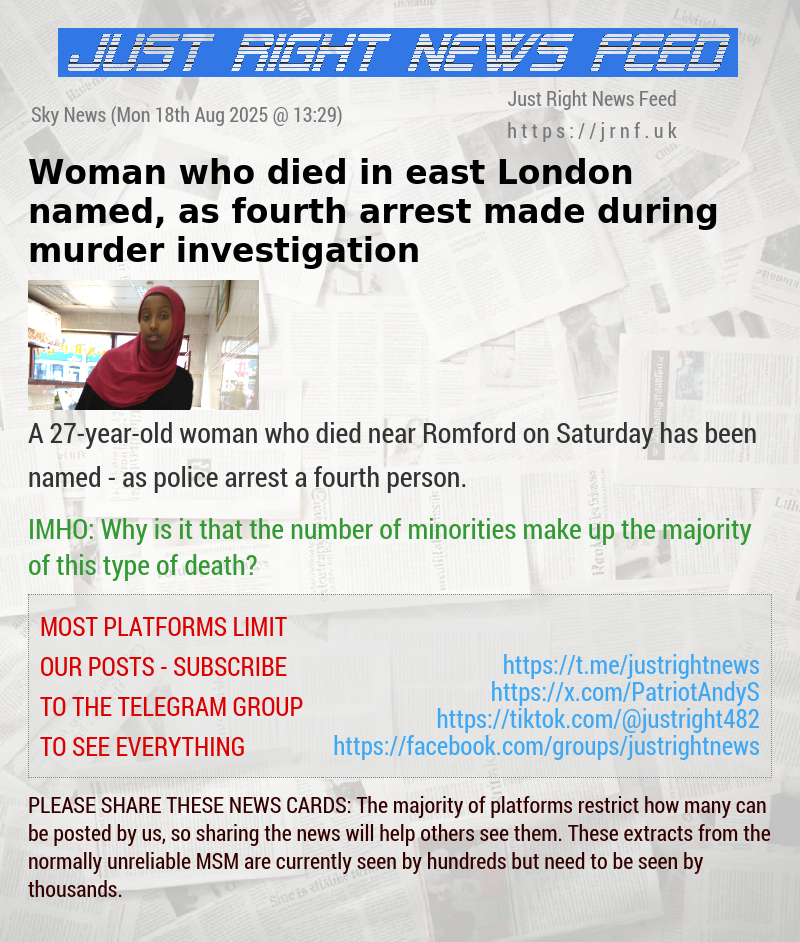 Woman who died in east London named, as fourth arrest made during murder investigation