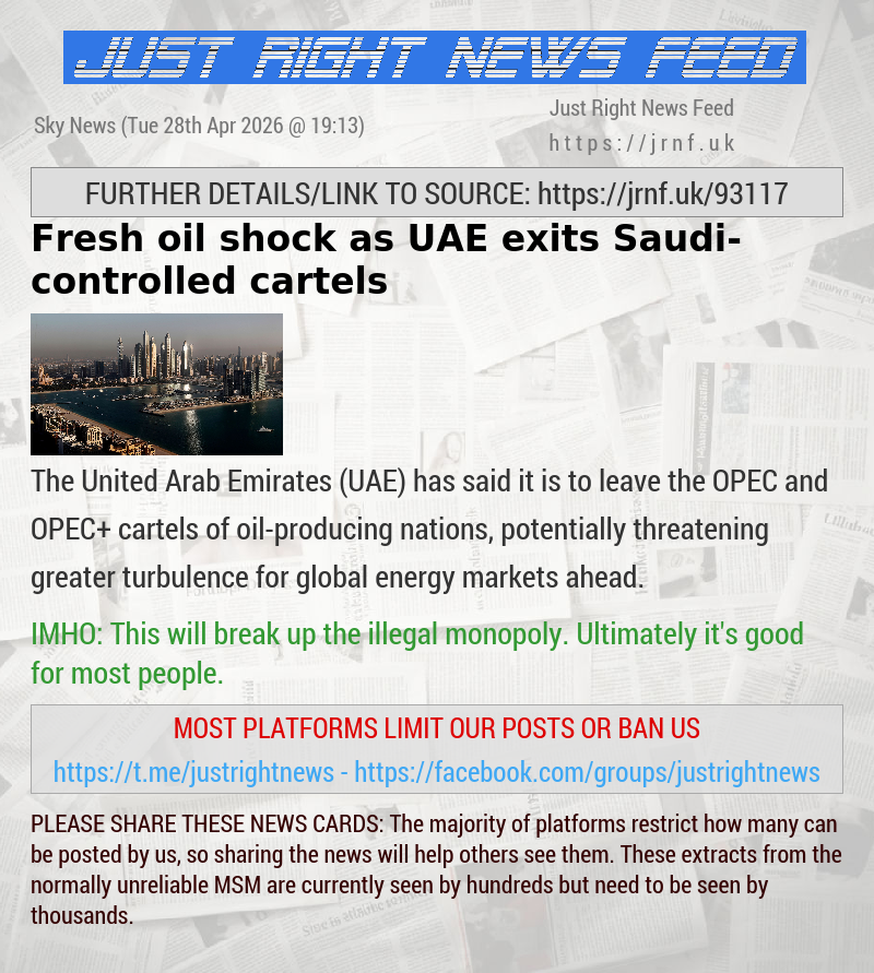 Fresh oil shock as UAE exits Saudi—controlled cartels