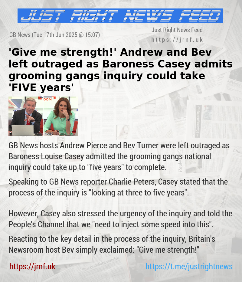 ’Give me strength!’ Andrew and Bev left outraged as Baroness Casey admits grooming gangs inquiry could take ’FIVE years’