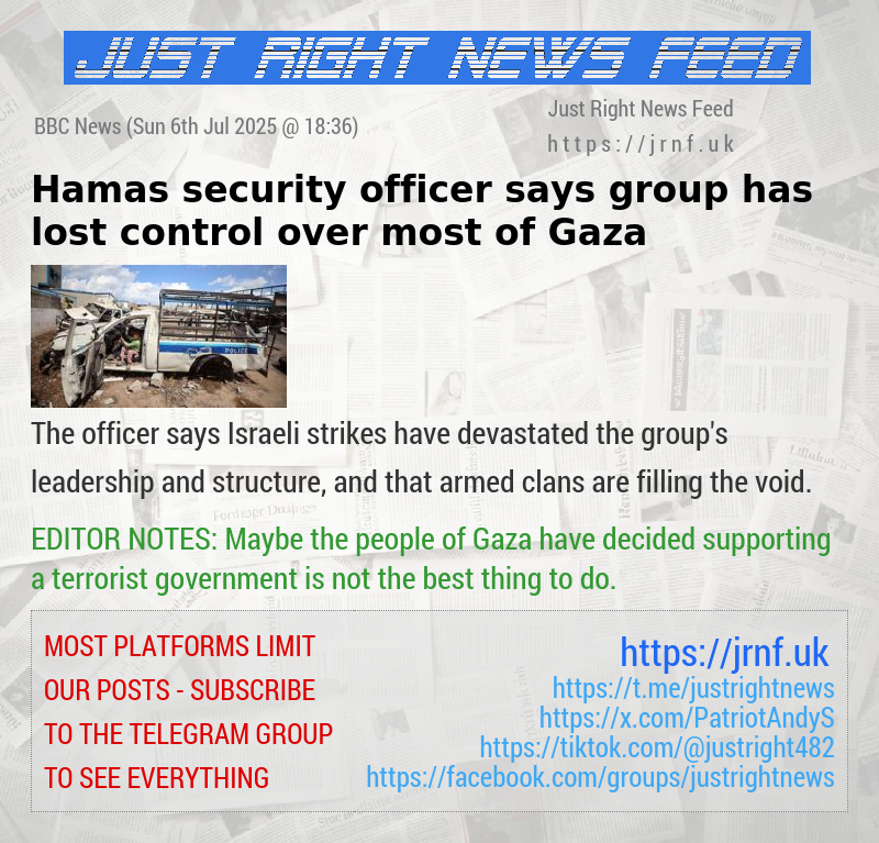 Hamas security officer says group has lost control over most of Gaza