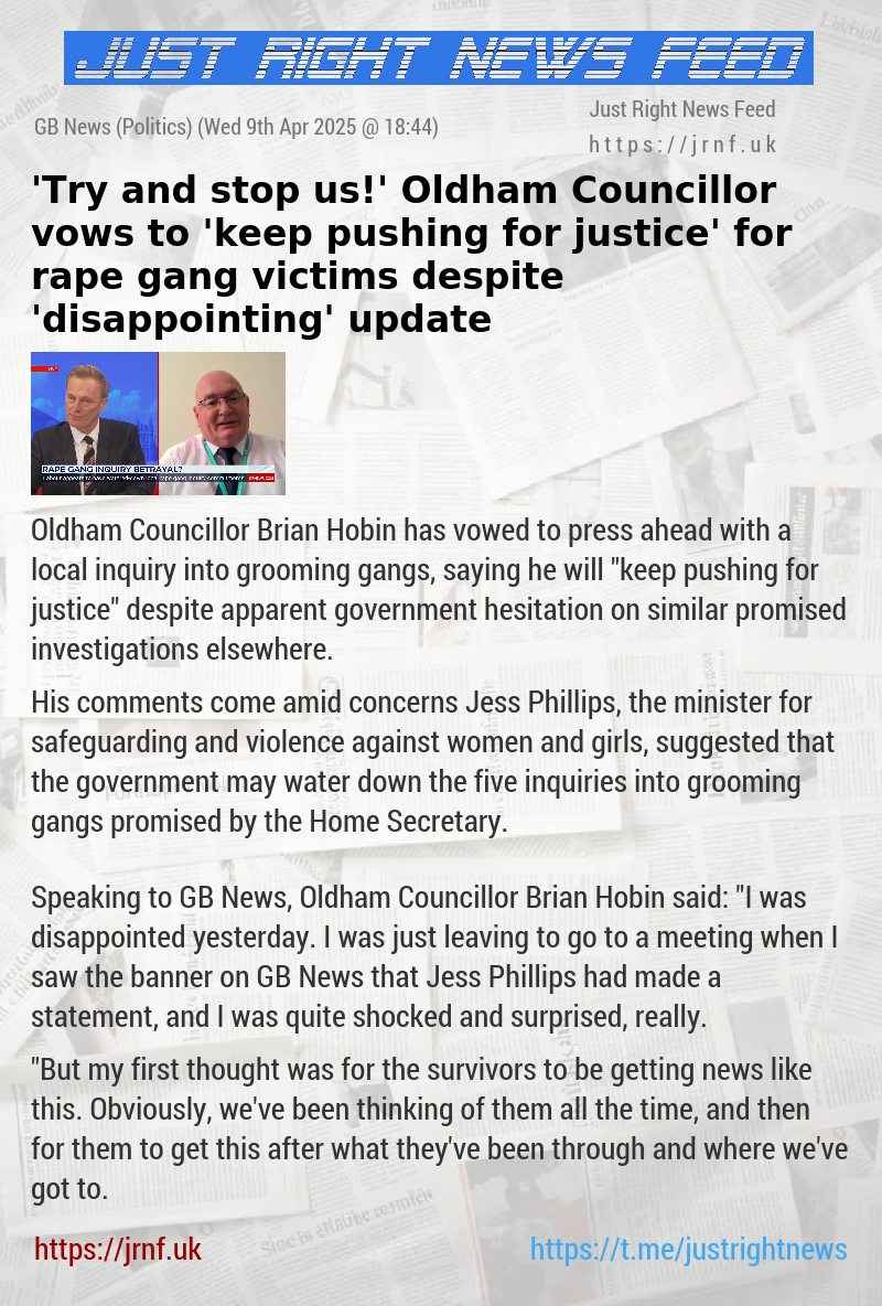 ’Try and stop us!’ Oldham Councillor vows to ’keep pushing for justice’ for rape gang victims despite ’disappointing’ update