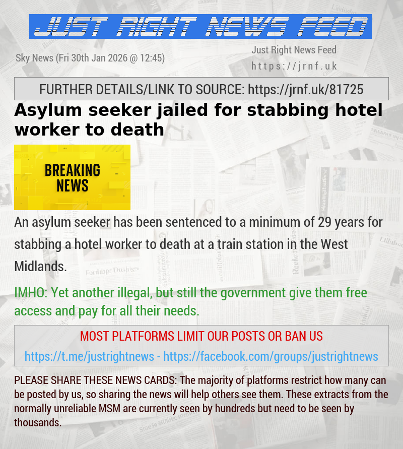 Asylum seeker jailed for stabbing hotel worker to death