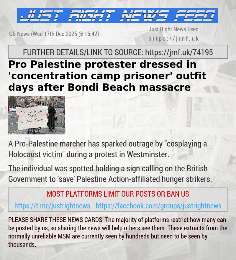 Pro—Palestine protester dressed in ’concentration camp prisoner’ outfit days after Bondi Beach massacre