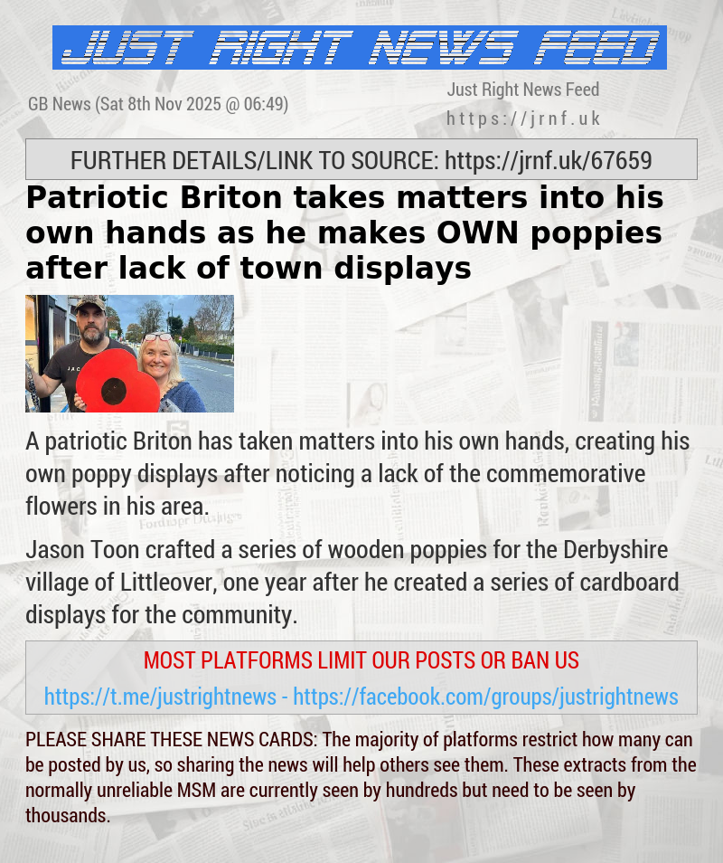 Patriotic Briton takes matters into his own hands as he makes OWN poppies after lack of town displays