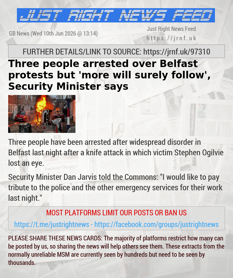 Three people arrested over Belfast protests but ’more will surely follow’, Security Minister says