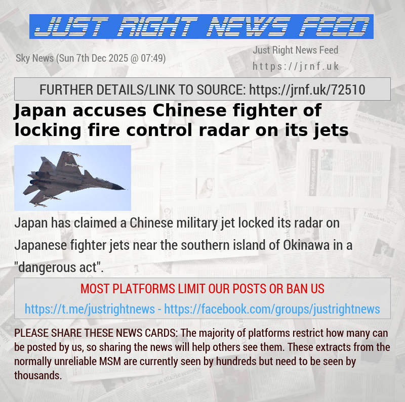 Japan accuses Chinese fighter of locking fire—control radar on its jets