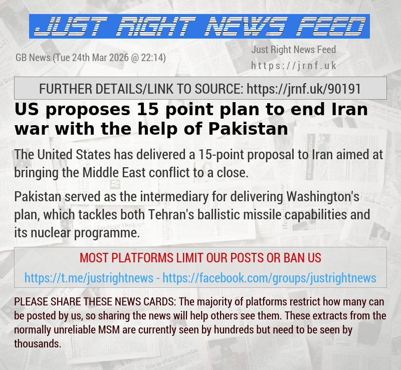 US proposes 15—point plan to end Iran war with the help of Pakistan