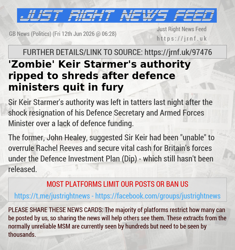’Zombie’ Keir Starmer’s authority ripped to shreds after defence ministers quit in fury