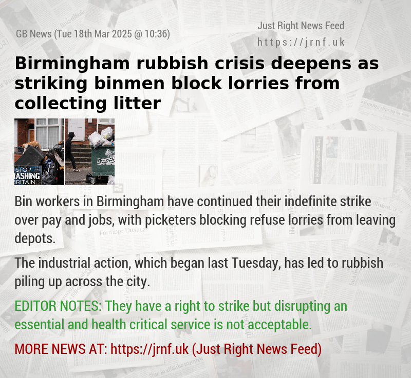 Birmingham rubbish crisis deepens as striking binmen block lorries from collecting litter