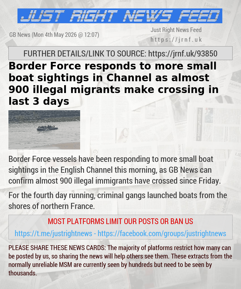 Border Force responds to more small boat sightings in Channel as almost 900 illegal migrants make crossing in last 3 days