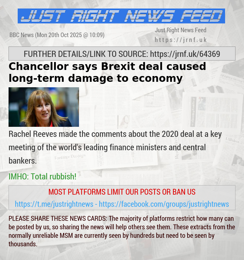 Chancellor says Brexit deal caused long—term damage to economy