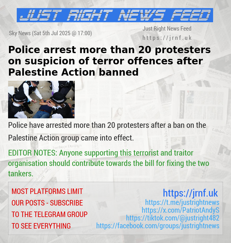 Police arrest protesters supporting Palestine Action after terror ban 
