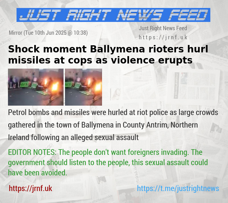 Shock moment Ballymena rioters hurl missiles at cops as violence erupts