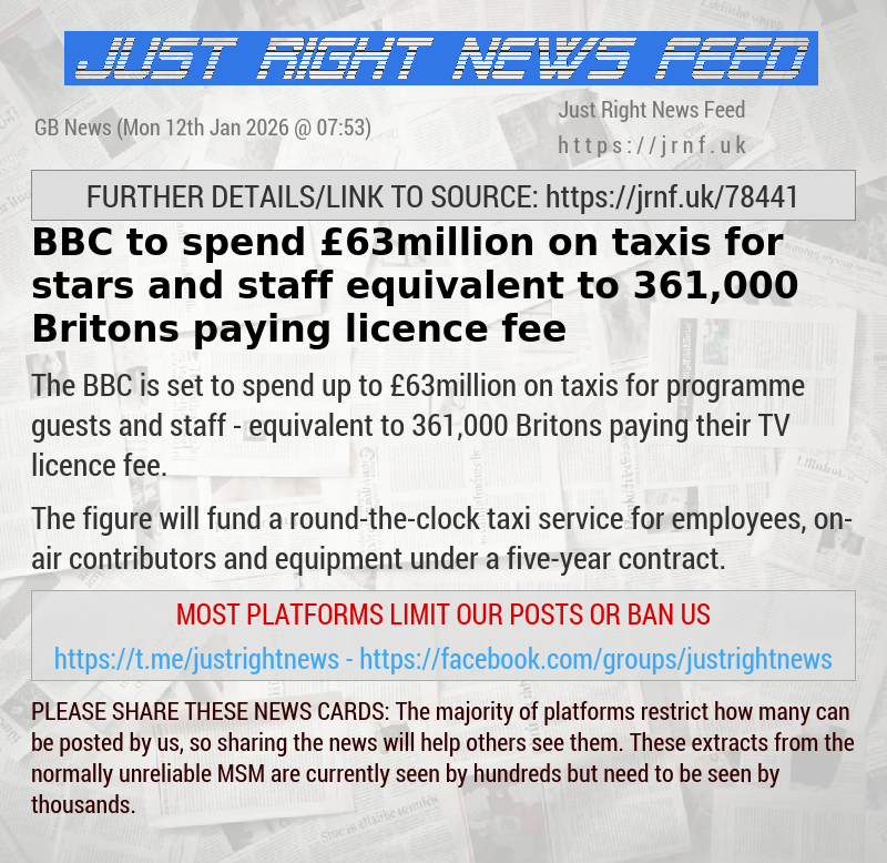 BBC to spend &pound;63million on taxis for stars and staff — equivalent to 361,000 Britons paying licence fee