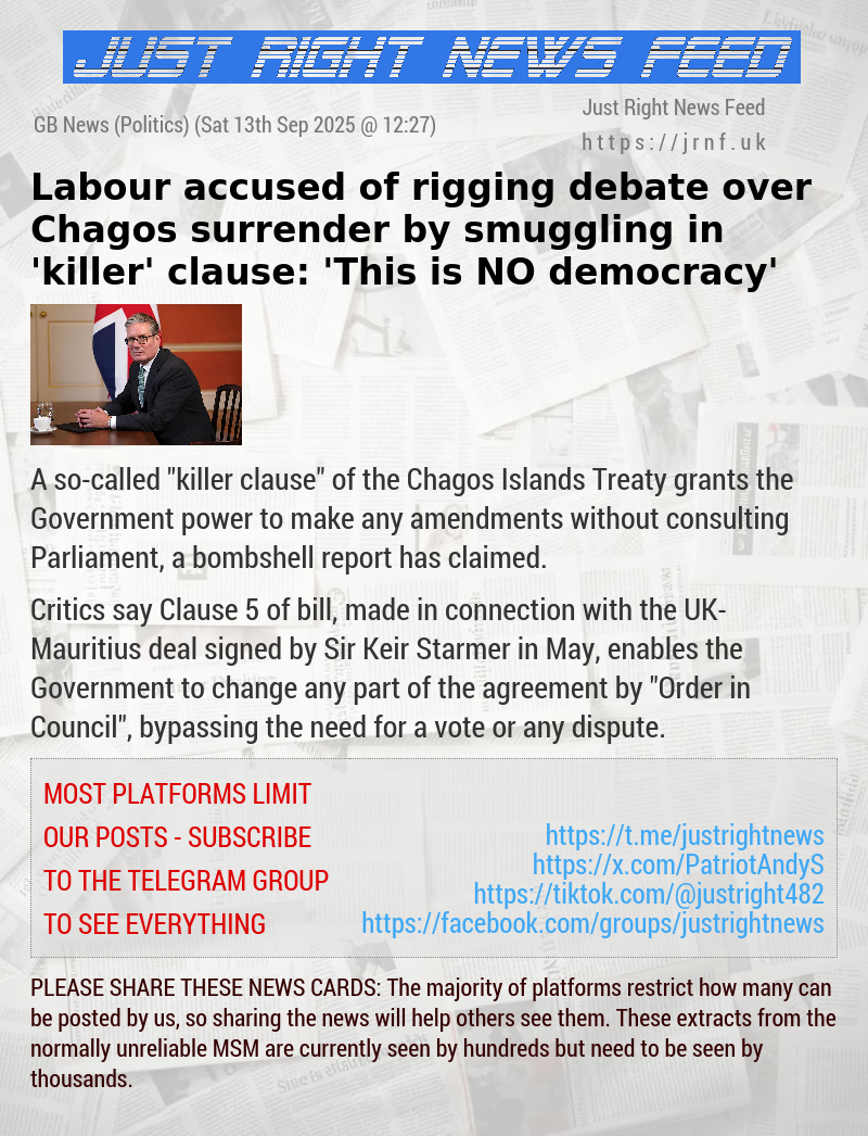 Labour accused of rigging debate over Chagos surrender by smuggling in ’killer’ clause: ’This is NO democracy’