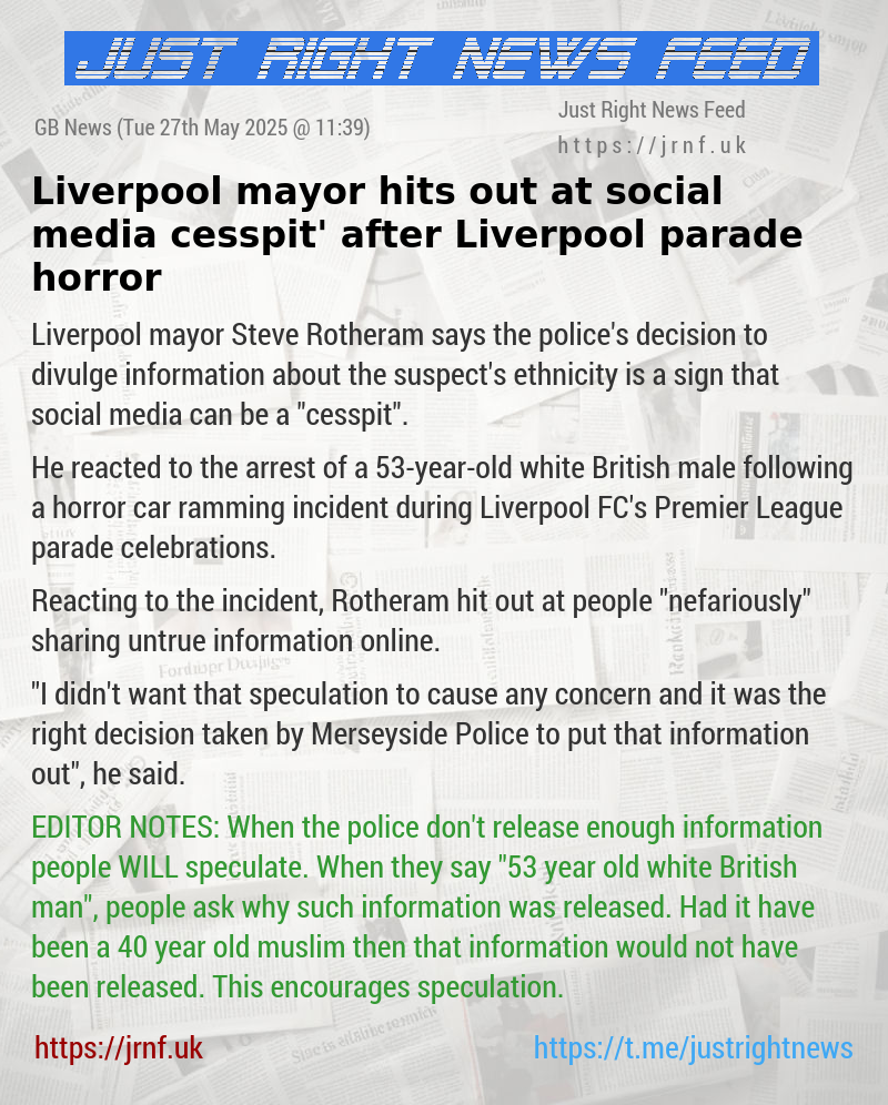 Liverpool mayor hits out at social media ‘cesspit’ after Liverpool parade horror