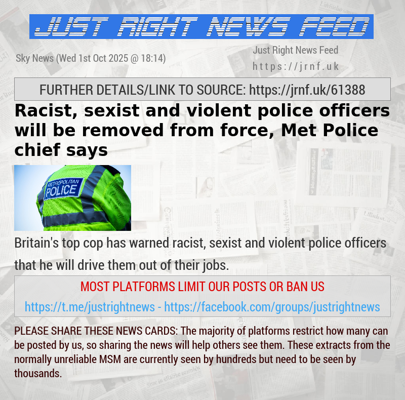 Racist, sexist and violent police officers will be removed from force, Met Police chief says