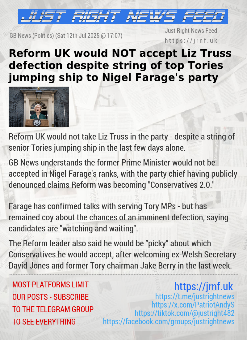 Reform UK would NOT accept Liz Truss defection — despite string of top Tories jumping ship to Nigel Farage’s party
