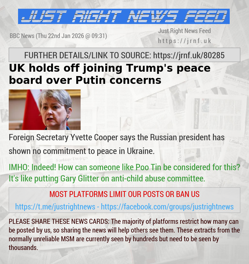 UK holds off joining Trump’s peace board over Putin concerns