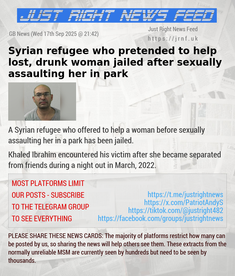 Syrian refugee who pretended to help lost, drunk woman jailed after sexually assaulting her in park