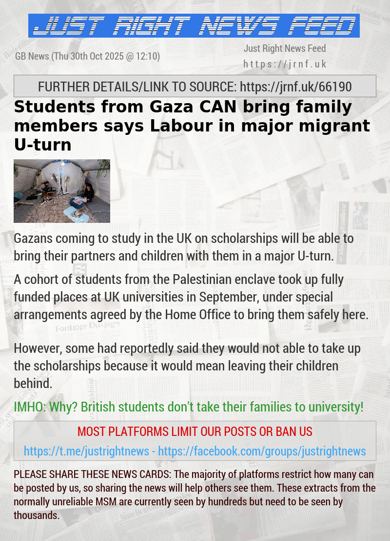 Students from Gaza CAN bring family members says Labour in major migrant U—turn