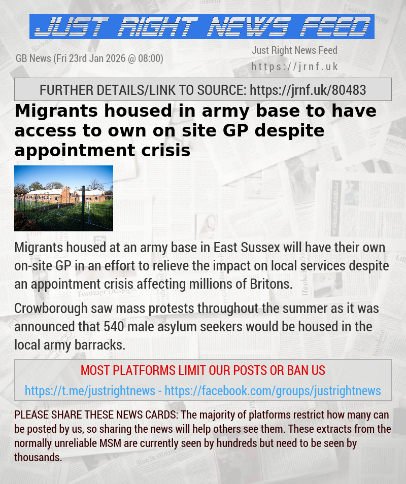 Migrants housed in army base to have access to own on—site GP despite appointment crisis