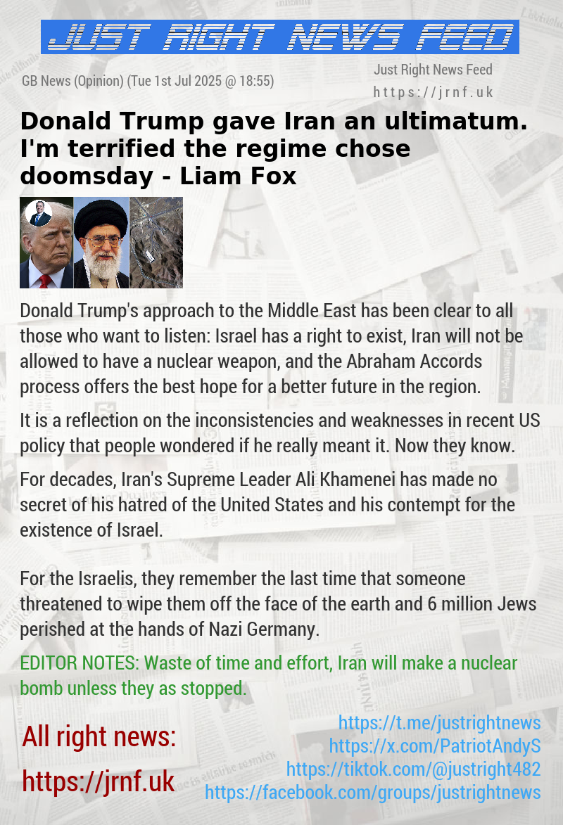 Donald Trump gave Iran an ultimatum. I’m terrified the regime chose doomsday — Liam Fox
