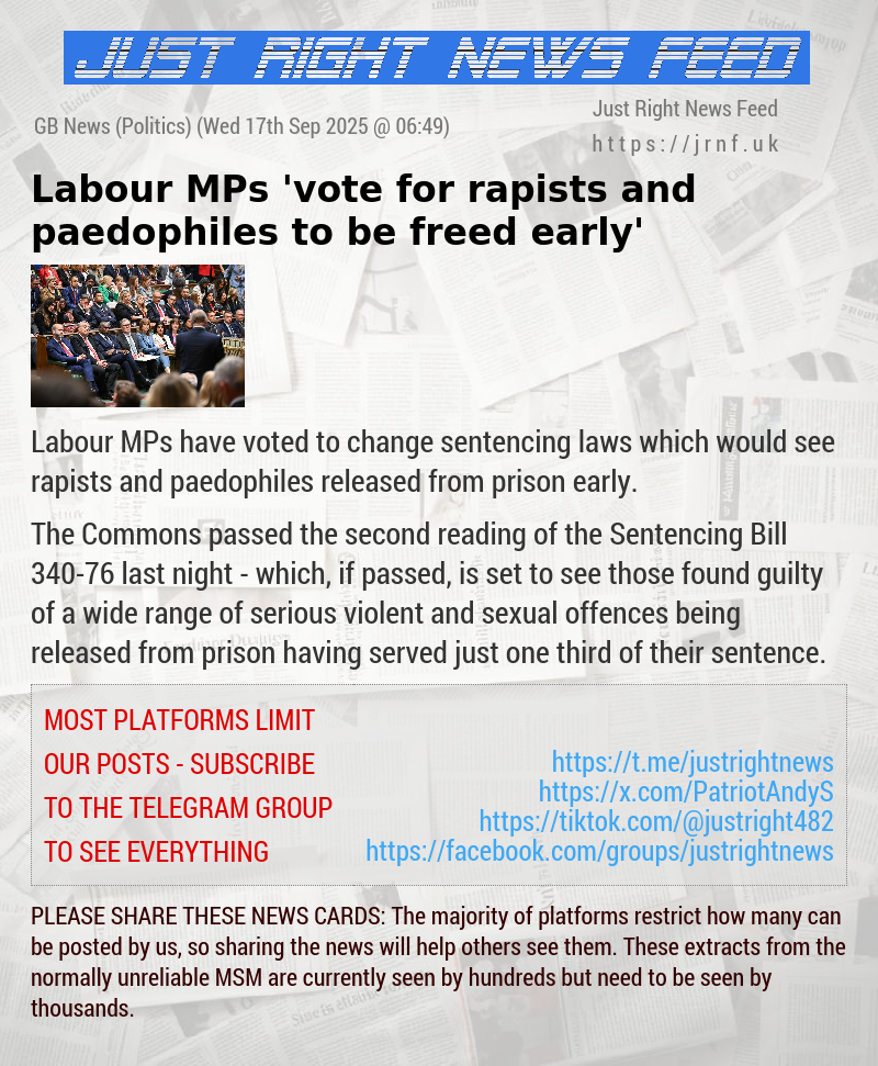 Labour MPs ’vote for rapists and paedophiles to be freed early’