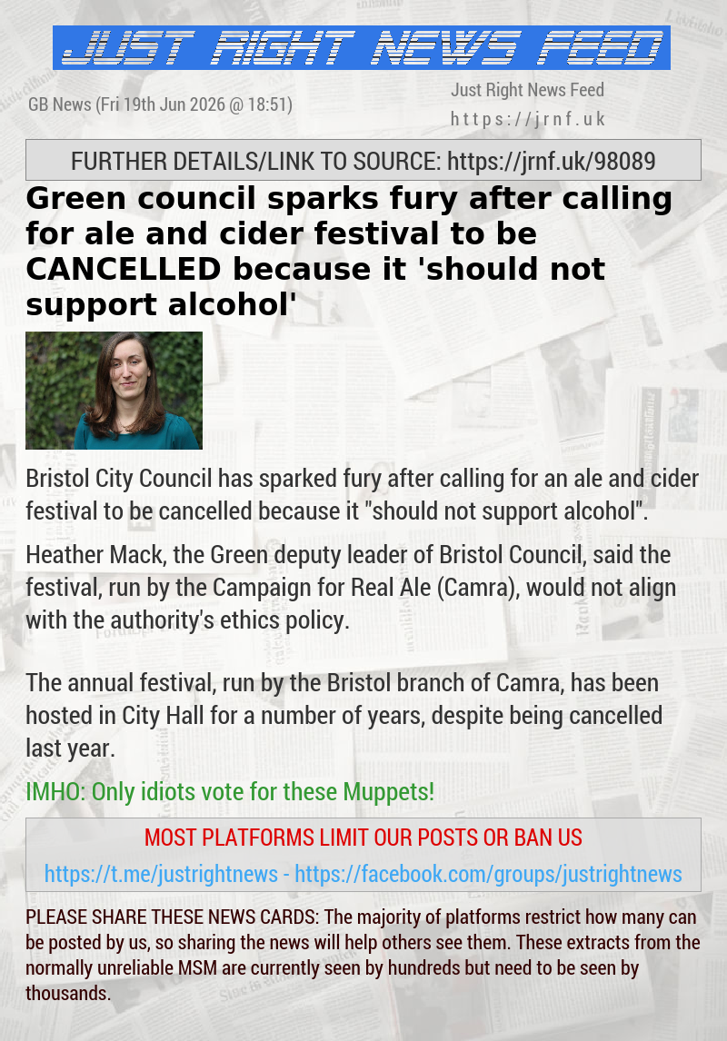 Green council sparks fury after calling for ale and cider festival to be CANCELLED because it ’should not support alcohol’