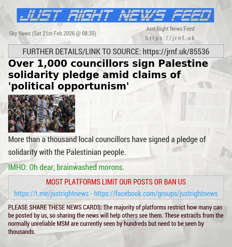 Over 1,000 councillors sign Palestine solidarity pledge amid claims of ’political opportunism’