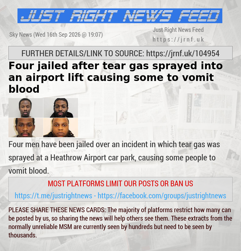 Four jailed after tear gas sprayed into an airport lift — causing some to vomit blood