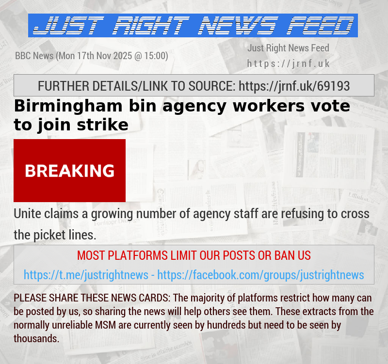 Birmingham bin agency workers vote to join strike