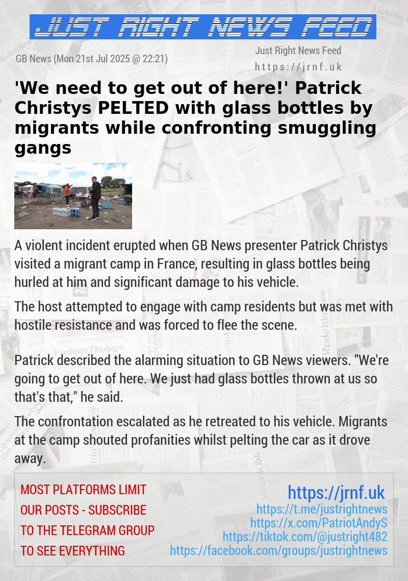 ’We need to get out of here!’ Patrick Christys PELTED with glass bottles by migrants while confronting smuggling gangs