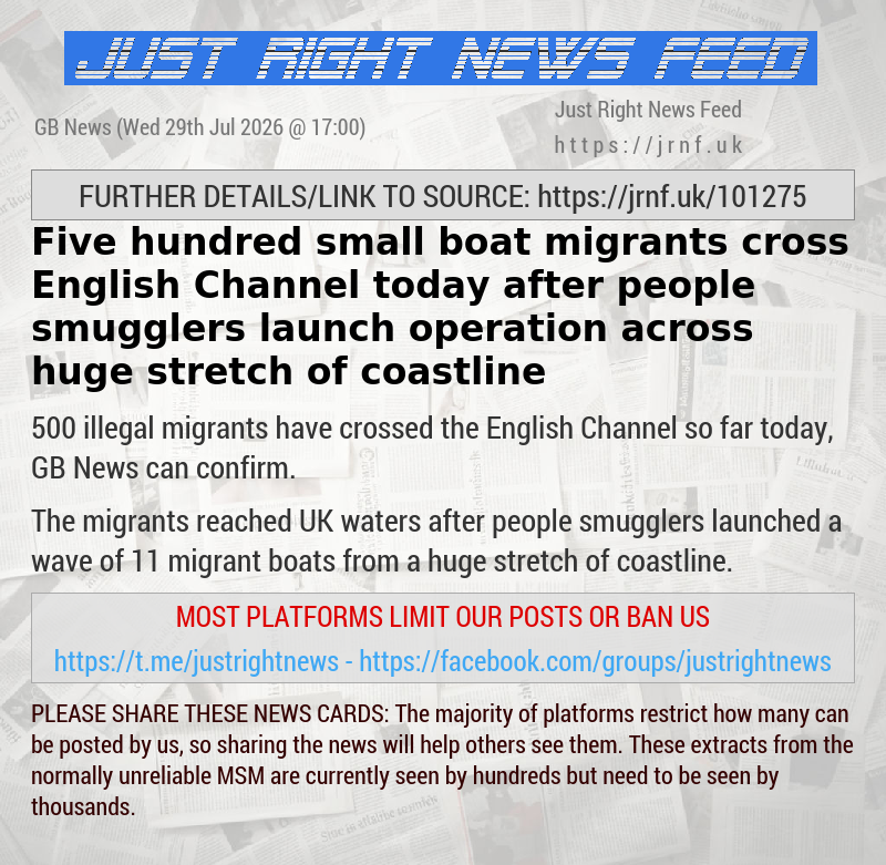 Five hundred small boat migrants cross English Channel today after people smugglers launch operation across huge stretch of coastline