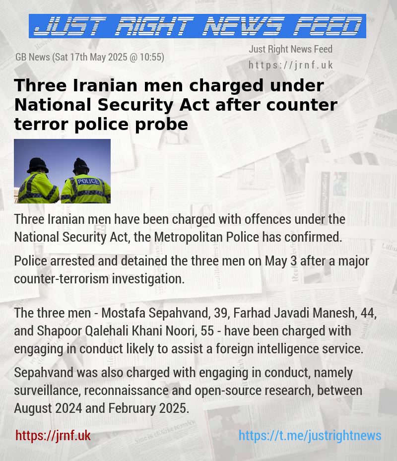 Three Iranian men charged under National Security Act after counter—terror police probe