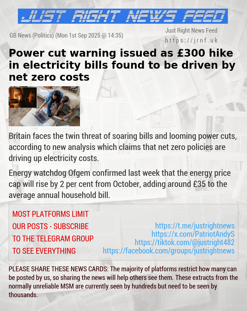 Power cut warning issued as £300 hike in electricity bills found to be driven by net zero costs