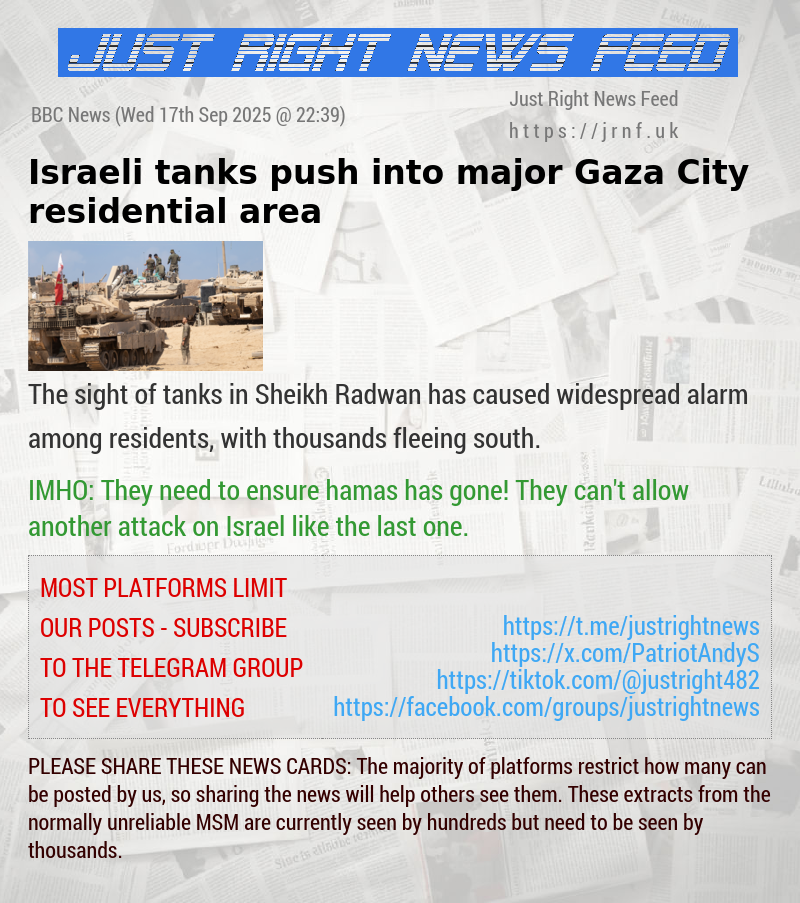 Israeli tanks push into major Gaza City residential area