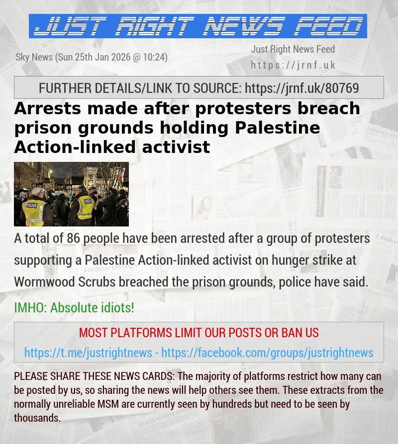 Arrests made after protesters breach prison grounds holding Palestine Action—linked activist