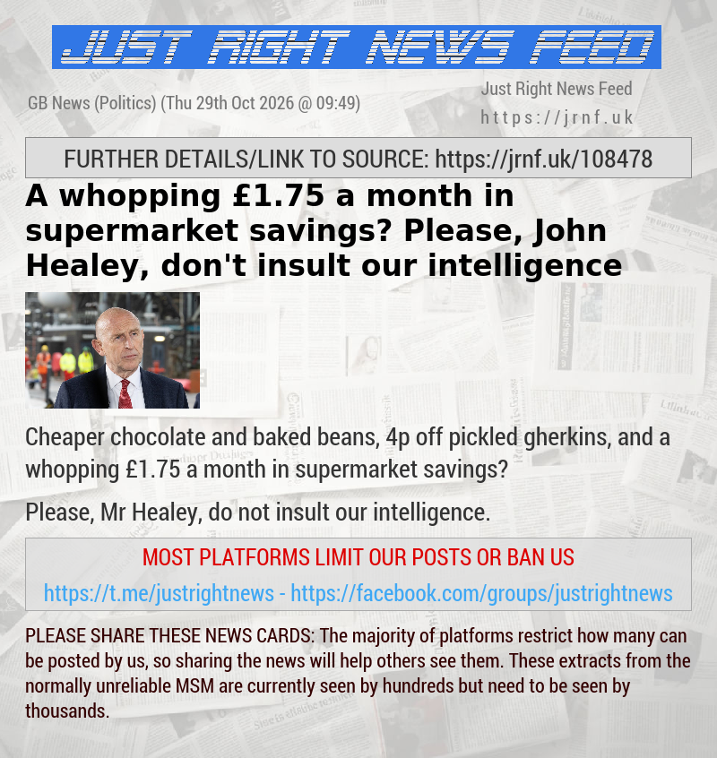 A whopping &pound;1.75 a month in supermarket savings? Please, John Healey, don’t insult our intelligence