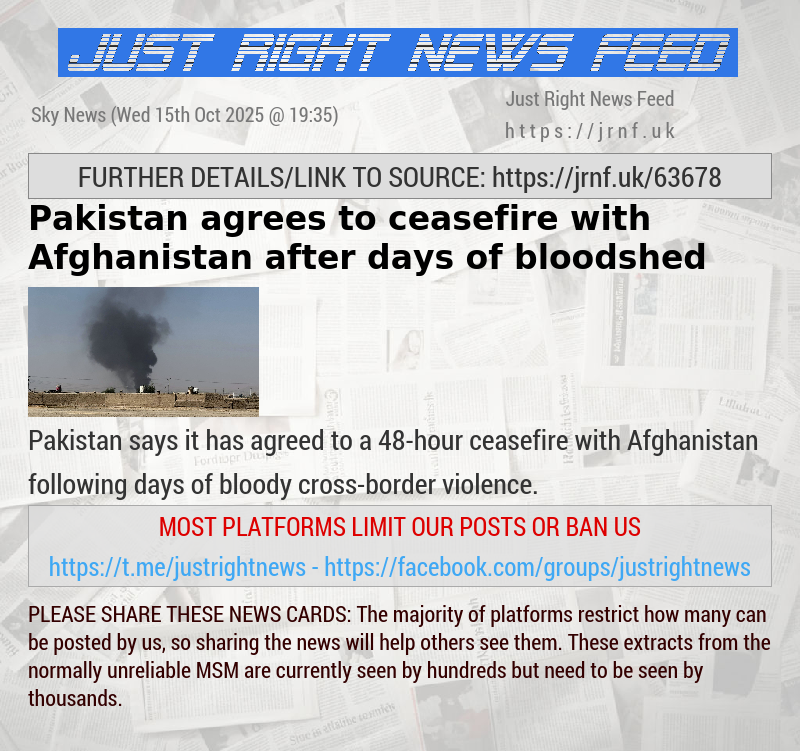 Pakistan agrees to ceasefire with Afghanistan after days of bloodshed