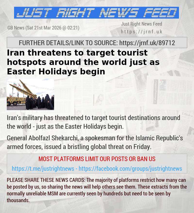 Iran threatens to target tourist hotspots around the world just as Easter Holidays begin