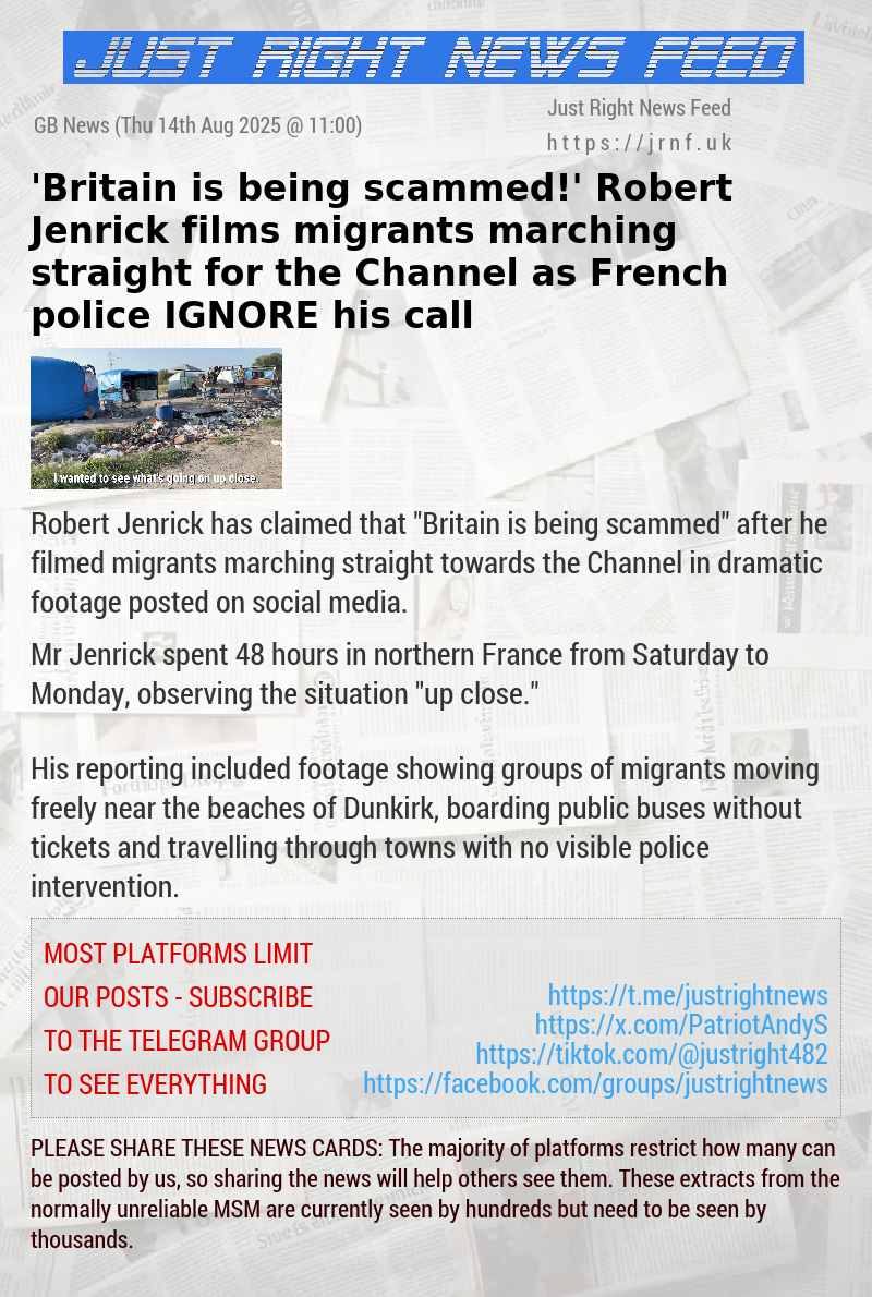 ’Britain is being scammed!’ Robert Jenrick films migrants marching straight for the Channel as French police IGNORE his call
