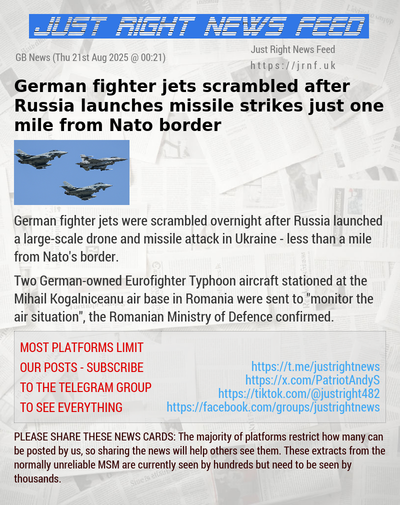 German fighter jets scrambled after Russia launches missile strikes just one mile from Nato border